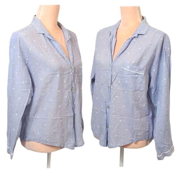 Victoria's Secret 2016 Blue Embroidered Button Up Night Shirt Medium - Picture 6 of 11